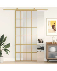 Porte coulissante doré 90x205 cm verre ESG dépoli et aluminium | Mobilier & Déco