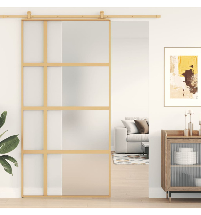 Porte coulissante doré 102,5x205 cm verre ESG dépoli aluminium | Mobilier & Déco