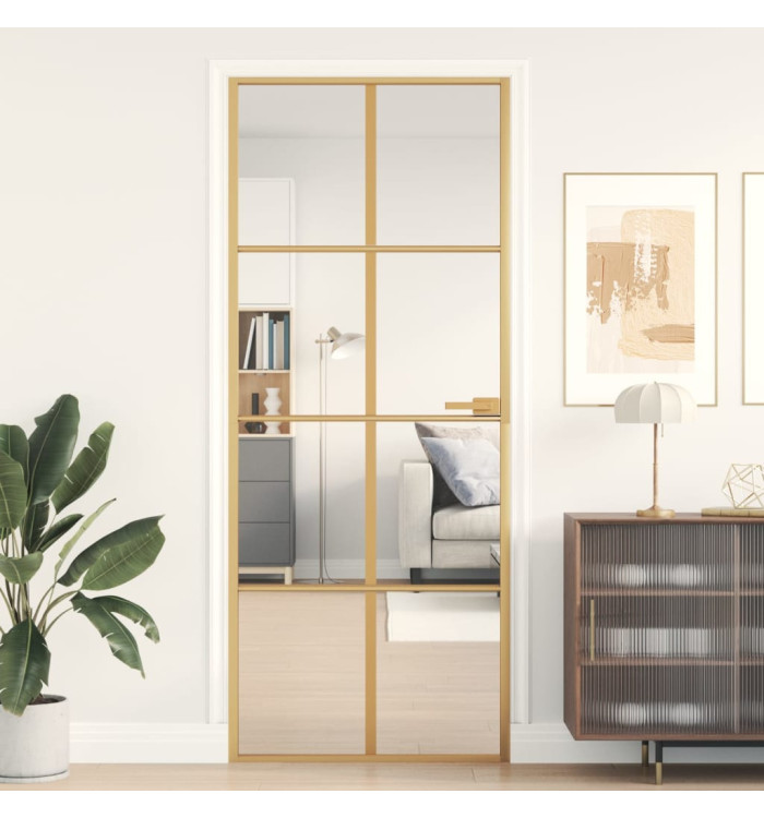 Porte intérieure mince doré 83x201,5 cm verre trempé aluminium | Mobilier & Déco