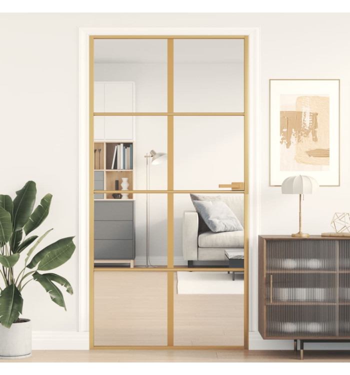 Porte intérieure mince doré verre trempé aluminium | Mobilier & Déco