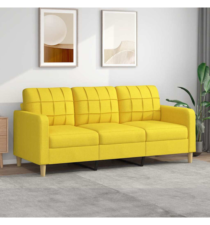 Canapé à 3 places Jaune clair 180 cm Tissu | Mobilier & Déco