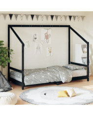 Cadre de lit pour enfants noir 90x190 cm bois de pin massif | Mobilier & Déco