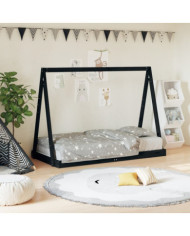 Cadre de lit pour enfant noir 80x160 cm bois de pin massif | Mobilier & Déco