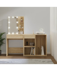 Coiffeuse à LED avec armoire Chêne sonoma Bois d'ingénierie | Mobilier & Déco
