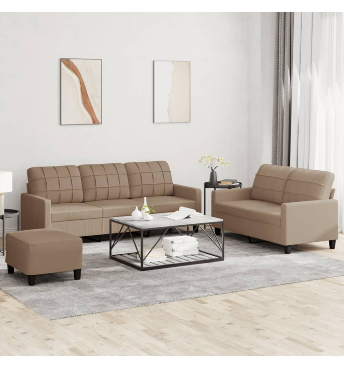 Ensemble de canapés 3 pcs avec coussins Cappuccino Similicuir | Mobilier & Déco