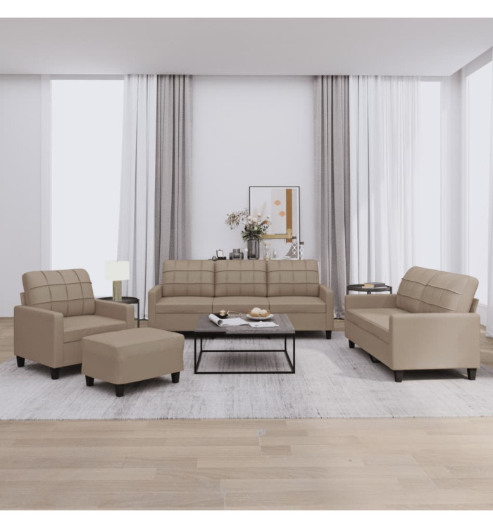 Ensemble de canapés 4 pcs avec coussins Cappuccino Similicuir | Mobilier & Déco
