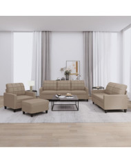 Ensemble de canapés 4 pcs avec coussins Cappuccino Similicuir | Mobilier & Déco