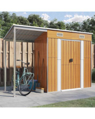 Abri de jardin avec toit prolongé marron clair 277x110,5x181 cm | Mobilier & Déco