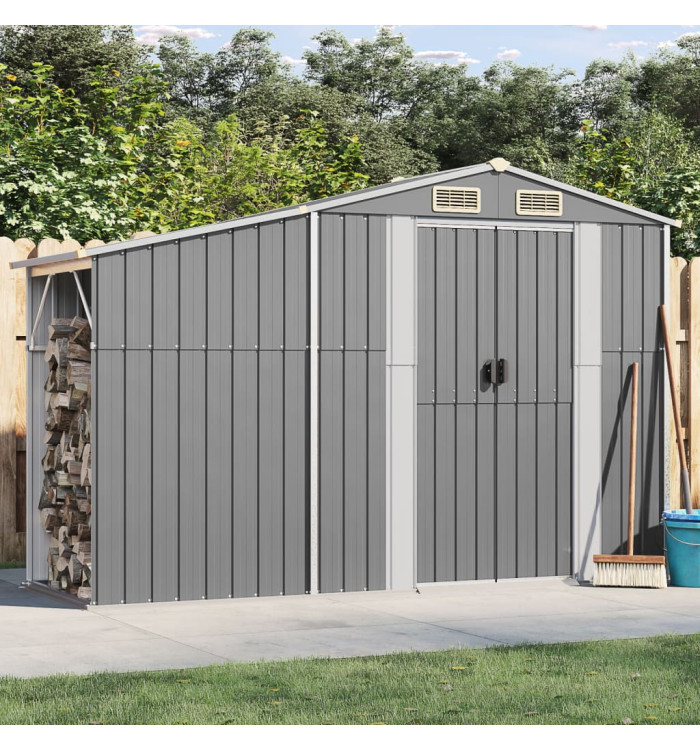 Abri de jardin gris 277x93x179 cm acier galvanisé | Mobilier & Déco