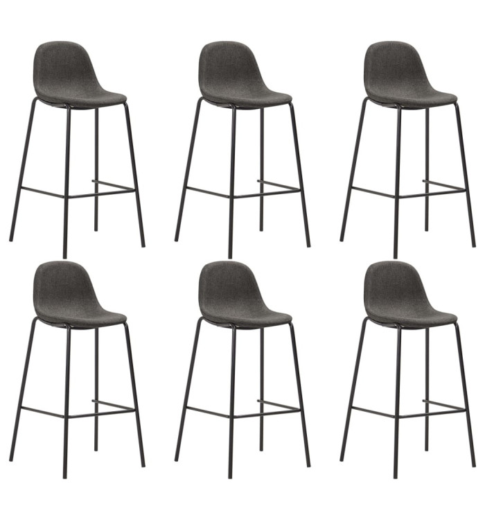 Chaises de bar lot de 6 gris foncé tissu | Mobilier & Déco