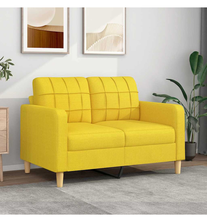 Canapé à 2 places Jaune clair 120 cm Tissu | Mobilier & Déco