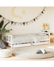 Cadre de lit enfant tiroirs blanc 90x200 cm bois de pin massif | Mobilier & Déco