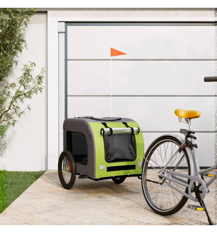 Remorque de vélo pour animaux de compagnie vert et gris | Mobilier & Déco