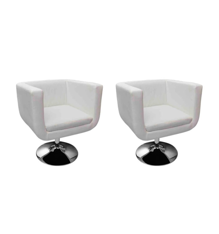Chaises de bar lot de 2 blanc similicuir | Mobilier & Déco