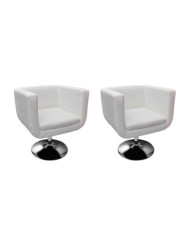 Chaises de bar lot de 2 blanc similicuir | Mobilier & Déco