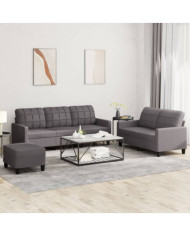 Ensemble de canapés 3 pcs avec coussins Gris Similicuir | Mobilier & Déco