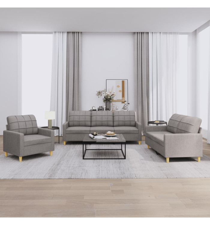 Ensemble de canapés 3 pcs avec coussins Taupe Tissu | Mobilier & Déco