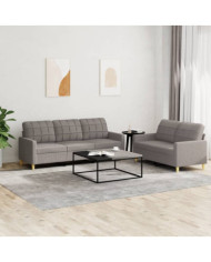 Ensemble de canapés 2 pcs avec coussins Taupe Tissu | Mobilier & Déco