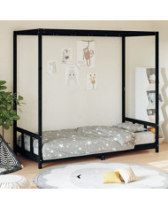 Cadre de lit pour enfants noir 90x190 cm bois de pin massif | Mobilier & Déco