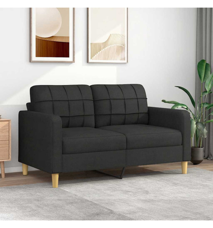 Canapé à 2 places Noir 140 cm Tissu | Mobilier & Déco