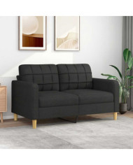 Canapé à 2 places Noir 140 cm Tissu | Mobilier & Déco