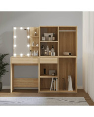 Coiffeuse à LED avec 2 armoires Chêne sonoma Bois d'ingénierie | Mobilier & Déco