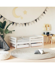 Cadre de lit enfant tiroirs blanc 70x140 cm bois de pin massif | Mobilier & Déco