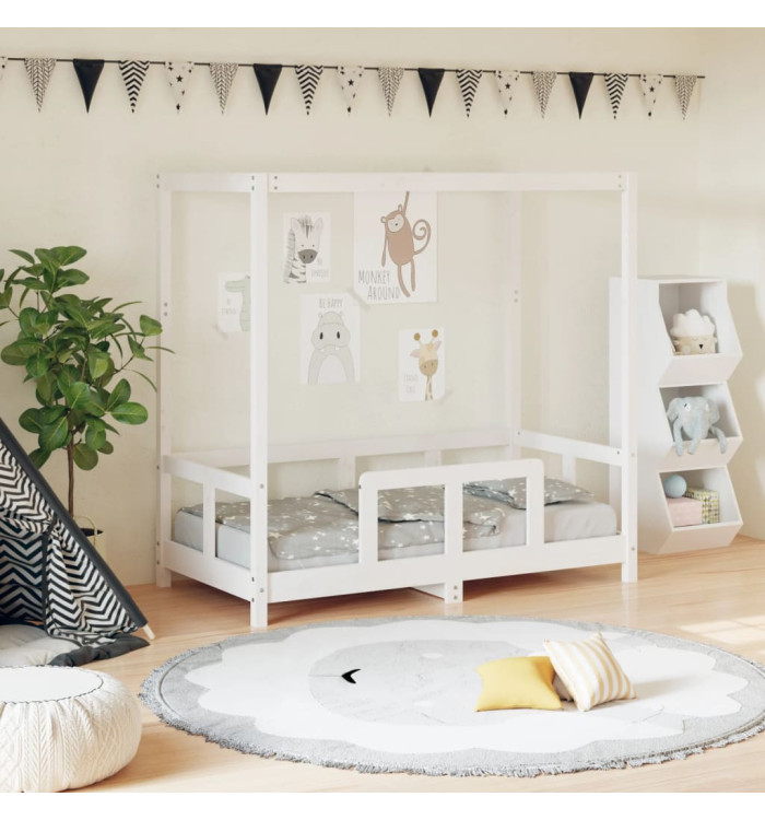 Cadre de lit pour enfant blanc 70x140 cm bois de pin massif | Mobilier & Déco