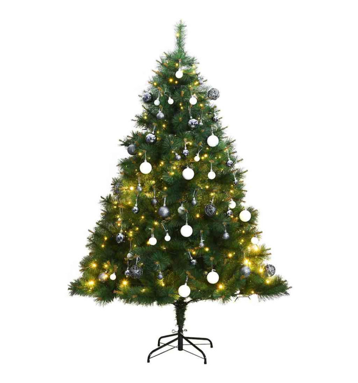 Sapin de Noël artificiel articulé 150 LED et boules 120 cm | Mobilier & Déco