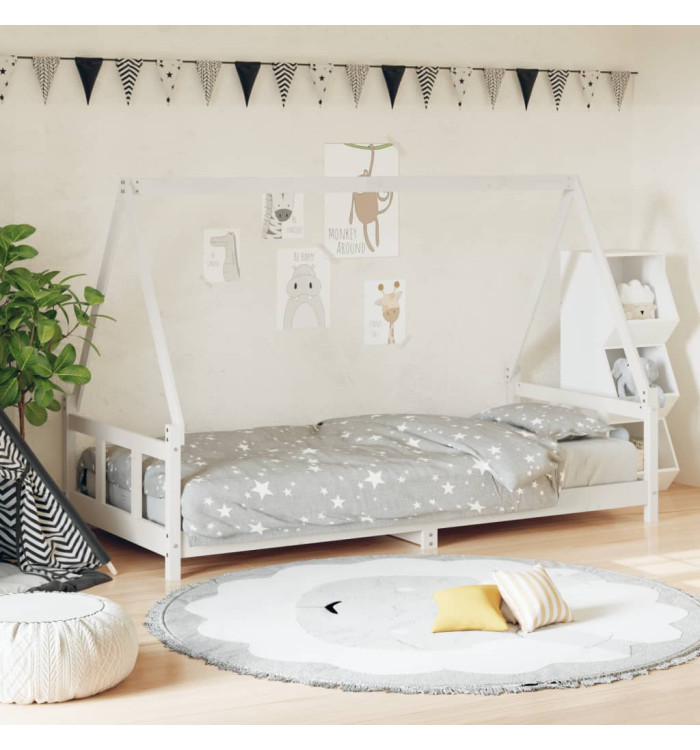 Cadre de lit pour enfants blanc 90x190 cm bois de pin massif | Mobilier & Déco