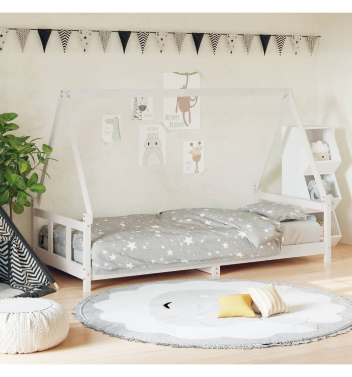 Cadre de lit pour enfants blanc 90x200 cm bois de pin massif | Mobilier & Déco