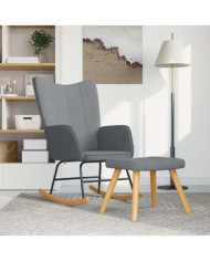 Chaise à bascule avec tabouret Gris clair Tissu | Mobilier & Déco