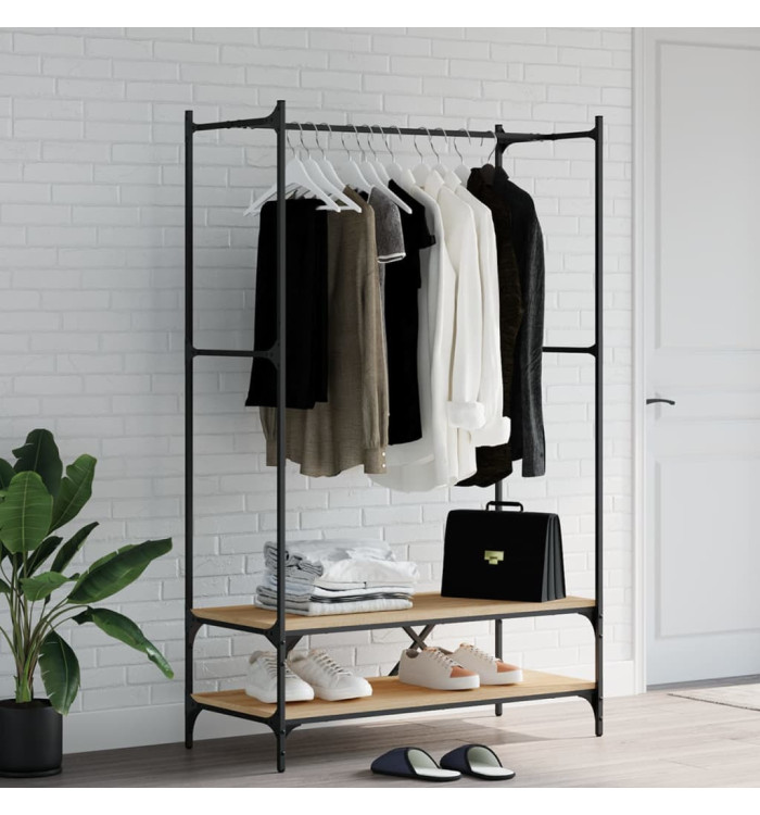 Porte-vêtements avec étagères chêne sonoma bois d'ingénierie | Mobilier & Déco