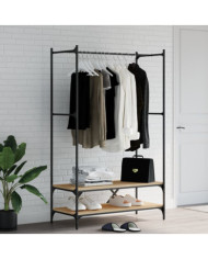 Porte-vêtements avec étagères chêne sonoma bois d'ingénierie | Mobilier & Déco