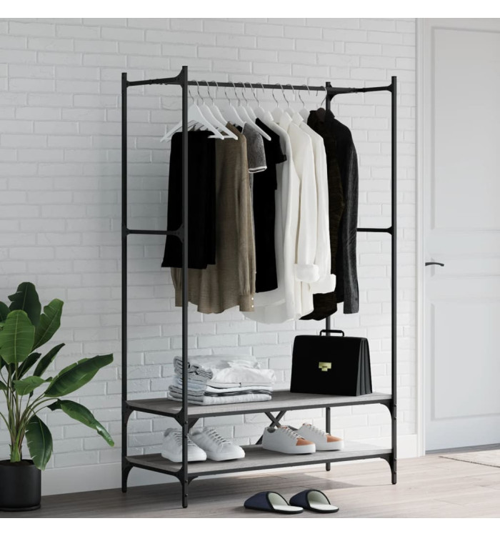 Porte-vêtements avec étagères sonoma gris bois d'ingénierie | Mobilier & Déco