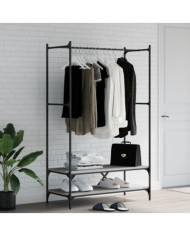 Porte-vêtements avec étagères sonoma gris bois d'ingénierie | Mobilier & Déco
