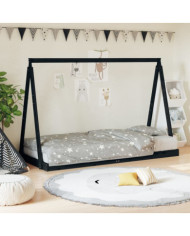 Cadre de lit pour enfants noir 90x200 cm bois de pin massif | Mobilier & Déco