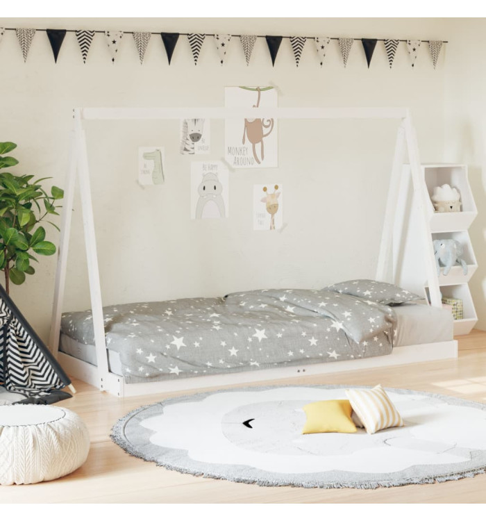 Cadre de lit pour enfants blanc 90x190 cm bois de pin massif | Mobilier & Déco