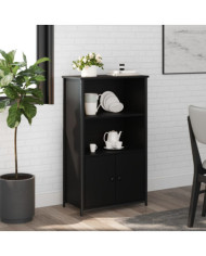 Buffet haut noir 62x32x103,5 cm bois d'ingénierie | Mobilier & Déco