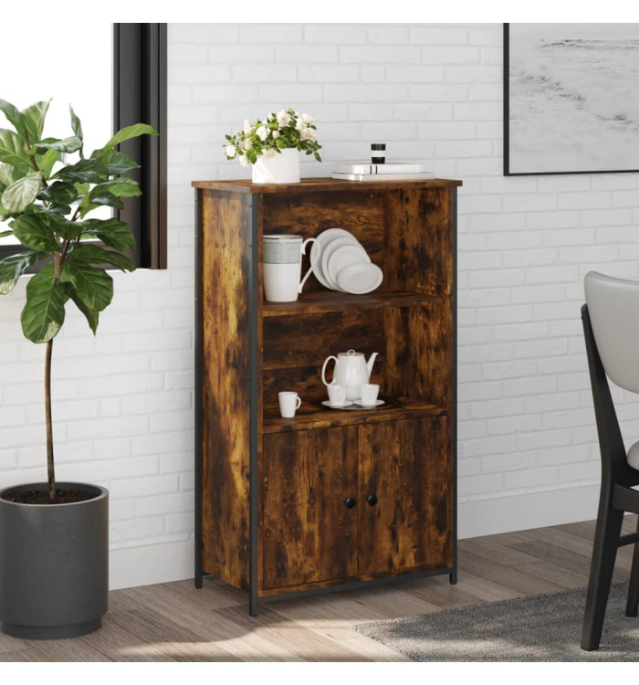 Buffet haut chêne fumé 62x32x103,5 cm bois d'ingénierie | Mobilier & Déco
