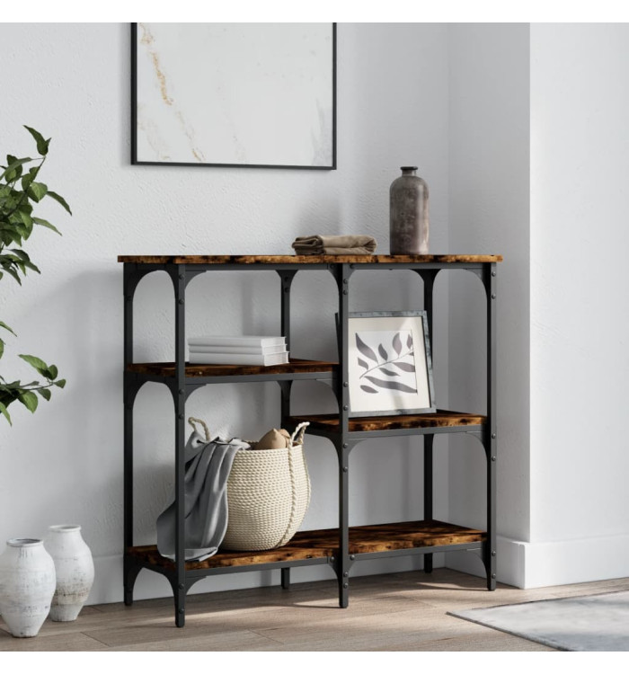 Table console chêne fumé 80x29x75 cm bois d'ingénierie | Mobilier & Déco