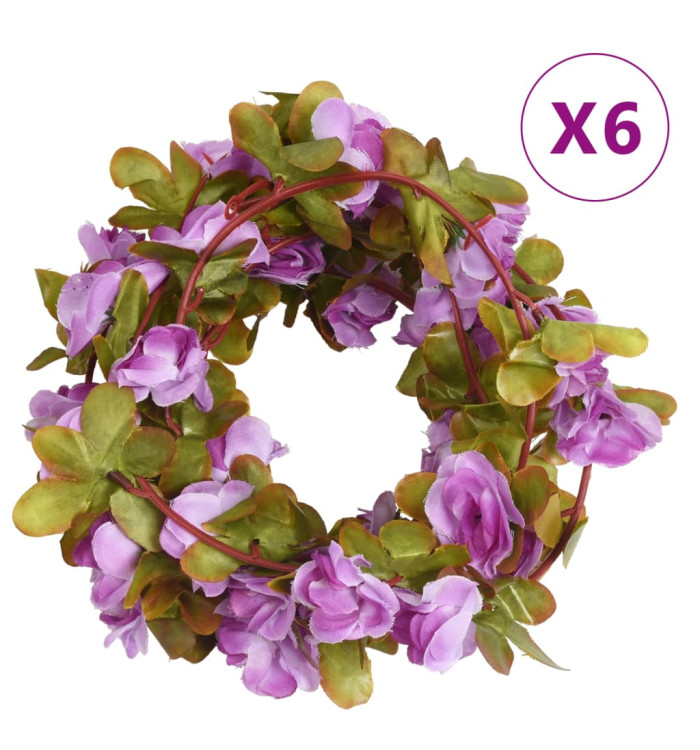 Guirlandes de fleurs de Noël 6 pcs violet clair 250 cm | Mobilier & Déco