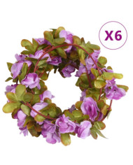 Guirlandes de fleurs de Noël 6 pcs violet clair 250 cm | Mobilier & Déco