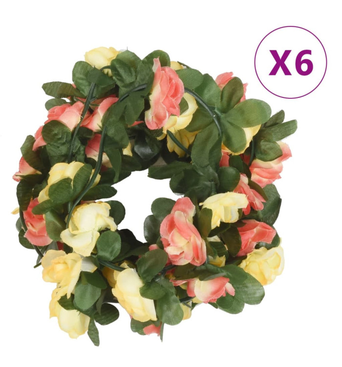 Guirlandes de fleurs de Noël 6 pcs rouge vif 250 cm | Mobilier & Déco