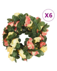 Guirlandes de fleurs de Noël 6 pcs rouge vif 250 cm | Mobilier & Déco