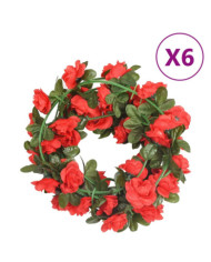 Guirlandes de fleurs de Noël 6 pcs rouge 240 cm | Mobilier & Déco