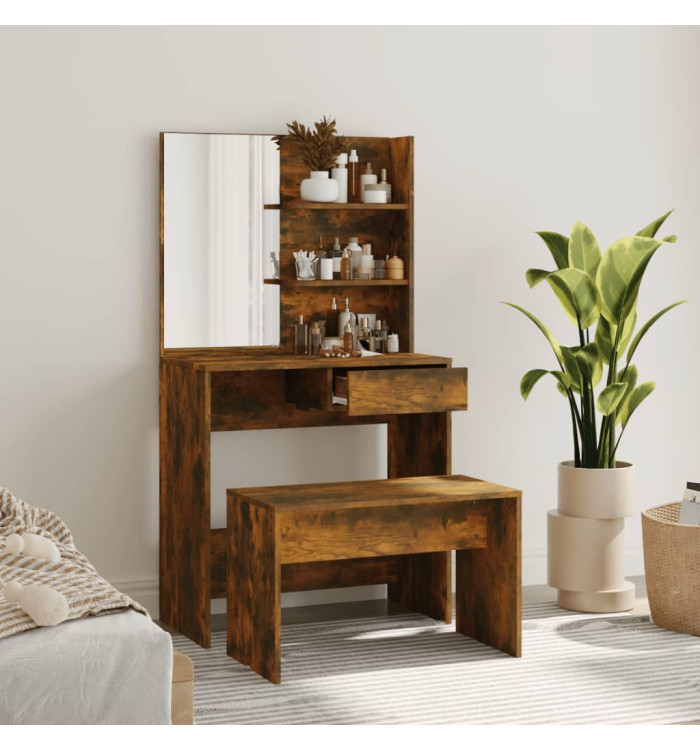 Ensemble de coiffeuse Chêne fumé 74,5x40x141 cm | Mobilier & Déco