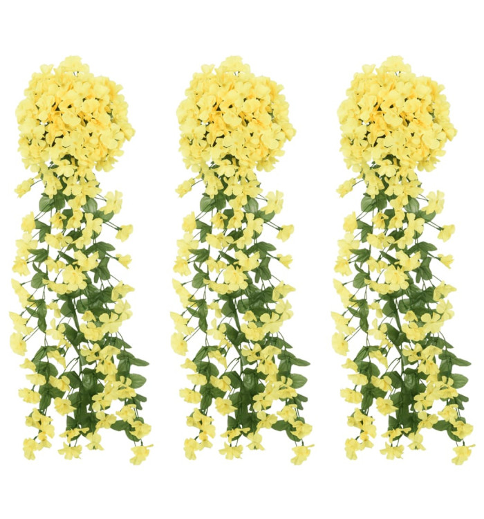 Guirlandes de fleurs de Noël 3 pcs jaune 85 cm | Mobilier & Déco