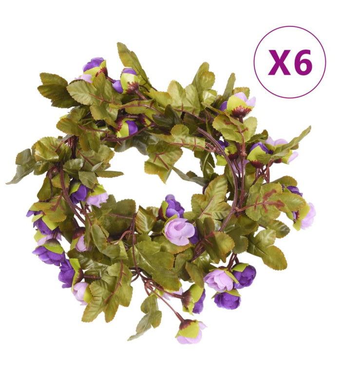 Guirlandes de fleurs de Noël 6 pcs violet clair 215 cm | Mobilier & Déco