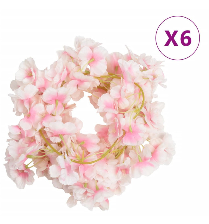 Guirlandes de fleurs de Noël 6 pcs rose clair 180 cm | Mobilier & Déco